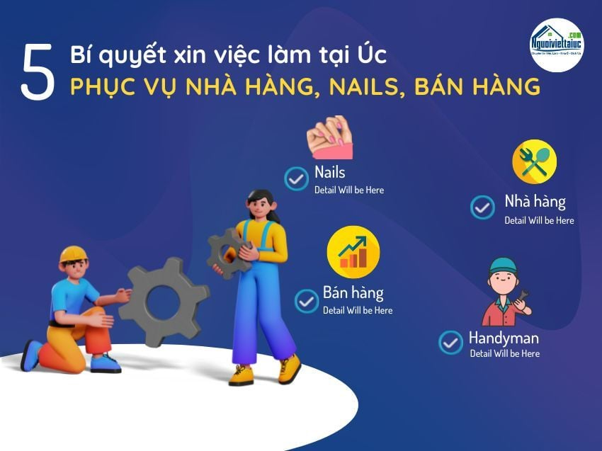 5 bí quyết xin việc làm tại Úc, phục vụ nhà hàng, nails,...