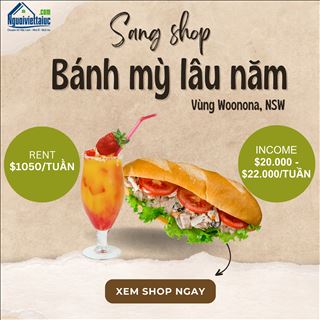 Cần sang lại shop bánh mì thu nhập tốt vùng Woonona, NSW