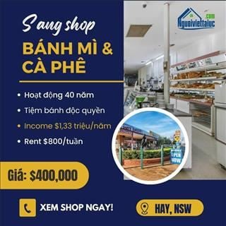 Cần sang shop bánh mì và cà phê lâu đời doanh thu cao ở HAY, NSW