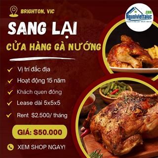 Sang lại cửa hàng gà nướng rent rất rẻ gần biển Brighton, Vic