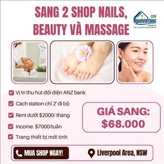 Sang lại 2 shop nails, beauty & massage rent rẻ chỉ $2000/tháng