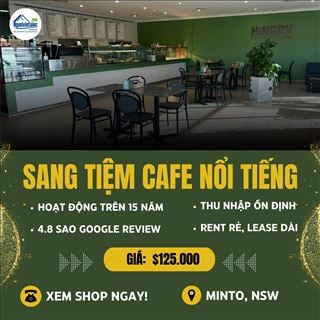 Sang lại tiệm cafe mới tân trang, thu nhập tốt vùng Minto, NSW