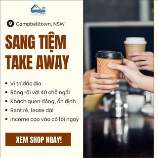 Cần sang tiệm takeaway đã hoạt động lâu năm, rent rất rẻ
