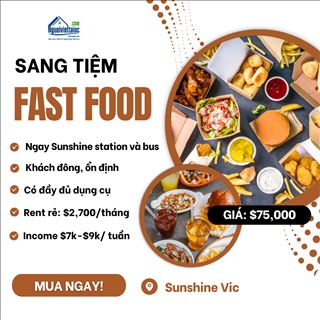 Sang tiệm Fast food rent rẻ, khách đông ngay Sunshine station