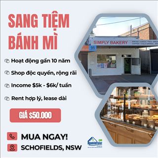 Sang lại tiệm bánh mỳ độc quyền, giá sang rẻ, có sẵn thu nhập