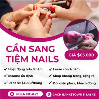 Sang tiệm nails rent rất rẻ cách Bankstown 5' lái xe