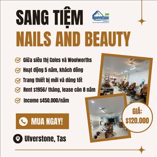 Sang tiệm nails and beauty lợi nhuận cao, rent rất rẻ tại Tasmania