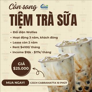 Sang shop trà sữa đối diện Wollies vùng Sydney chỉ với $25.000