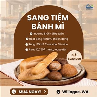 Sang shop bakery đông khách, income ổn định ở Willagee, WA