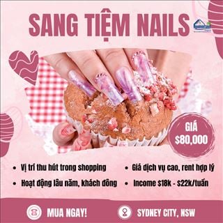 Sang tiệm nails lâu năm, doanh thu cao trong shopping vùng Sydney