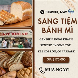 Sang shop bánh mì rent rẻ, thu nhập cao gần biển vùng Thirroul, NSW