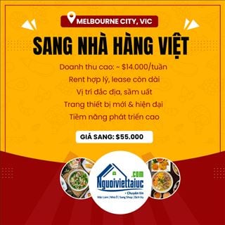 Sang gấp nhà hàng gần Melbourne city thu nhập rất tốt, giá rẻ