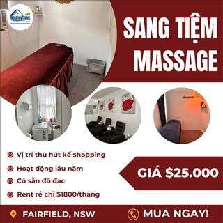 Sang gấp tiệm massage vùng Fairfield, rent & giá sang rất rẻ
