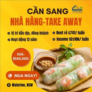 Sang nhà hàng - takeaway rent rẻ, đông khách vùng Waterloo, NSW