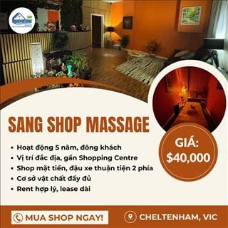 Sang shop massage vị trí đẹp tại Cheltenham, VIC - giá chỉ $40,000